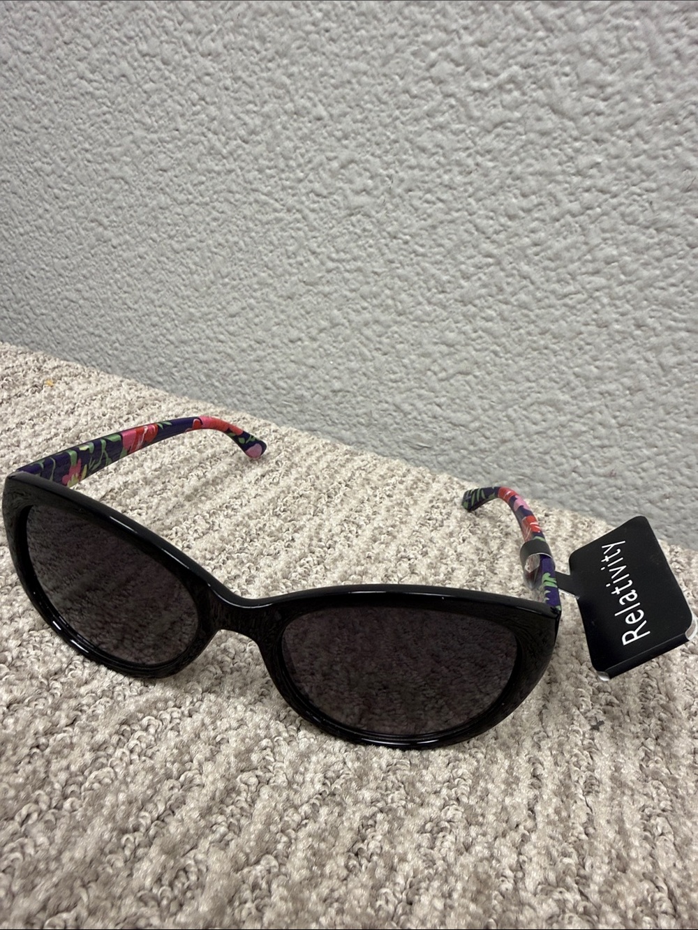 Relativity Black Sunglasses with Multicolor Floral Temples